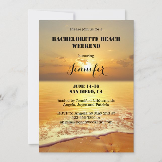 Bachelorette Beach Weekend Itinerary Invitation (Front)
