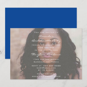 Bachelorette Birthday Party Photo Royal BlueGrunge Invitation