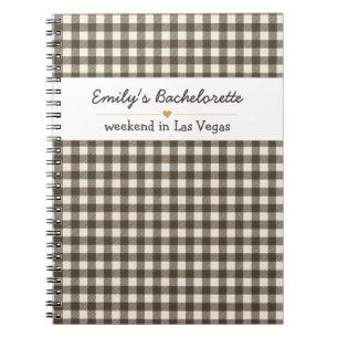 Bachelorette Black Gingham Pattern Notebook