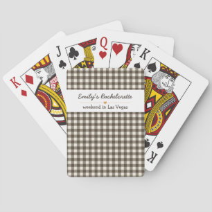 Bachelorette Black Gingham Pattern Playing Cards