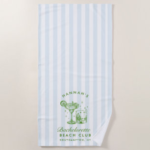 Bachelorette Blue & Green Retro Modern Beach Towel