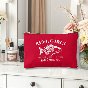 Bachelorette Bridal Crew-Reel Girls-Cherry Red Accessory Pouch