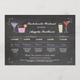 Bachelorette Bridal Shower Chalk Purple Itinerary Programme