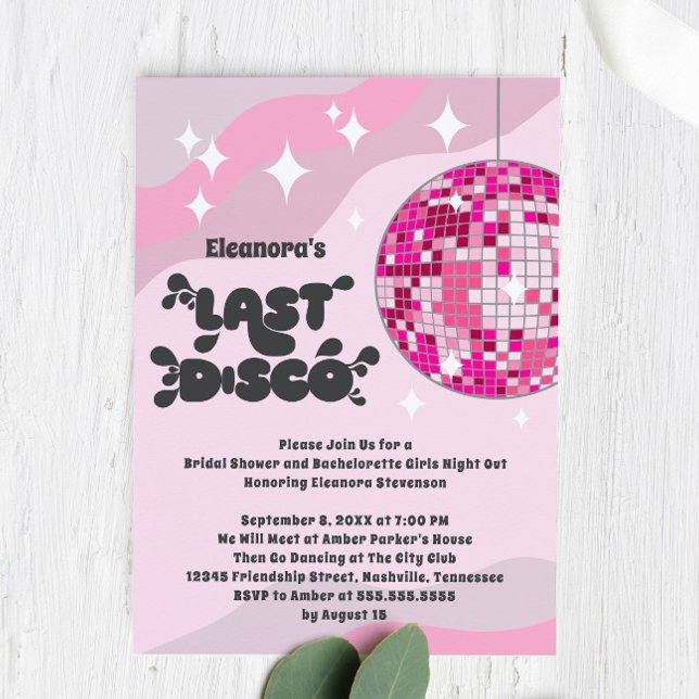 Bachelorette & Bridal Shower Groovy Last Disco Invitation (Creator Uploaded)
