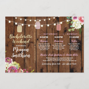 Bachelorette Bridal Shower Itinerary Jars Wood Programme