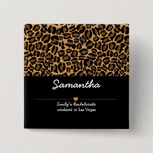 Bachelorette Bride Boujee Trendy Leopard Print  15 Cm Square Badge