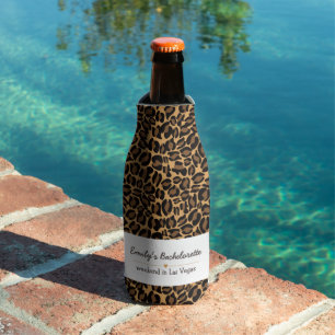 Bachelorette Bride Boujee Trendy Leopard Print Bottle Cooler