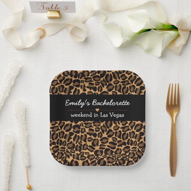 Bachelorette Bride Boujee Trendy Leopard Print  Paper Plate (Wedding)