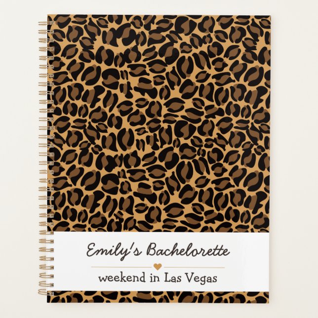 Bachelorette Bride Boujee Trendy Leopard Print  Planner (Front)