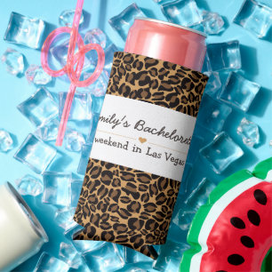 Bachelorette Bride Boujee Trendy Leopard Print  Seltzer Can Cooler