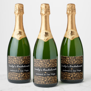 Bachelorette Bride Boujee Trendy Leopard Print  Sparkling Wine Label