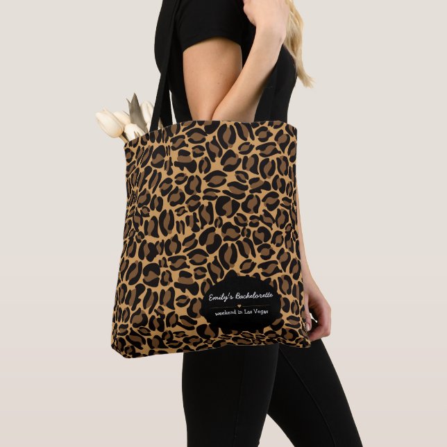 Bachelorette Bride Boujee Trendy Leopard Print  Tote Bag (Close Up)