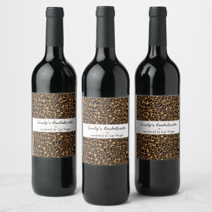 Bachelorette Bride Boujee Trendy Leopard Print  Wine Label