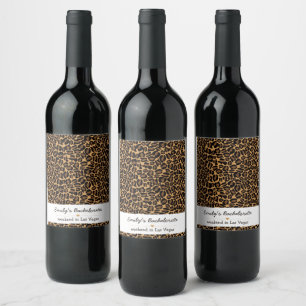 Bachelorette Bride Boujee Trendy Leopard Print  Wine Label