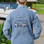 Bachelorette Bride Tribe Boho Floral Letters Denim Jacket<br><div class="desc">Denim jackets, personalised for your bride tribe to wear for your bachelorette party, cover up on your wedding day etc. Bride Tribe is lettered with neutral boho floral letters and handwritten script. Perfect for a fall wedding, floral wedding, boho garden wedding or any theme with a neutral earthy wedding colour...</div>