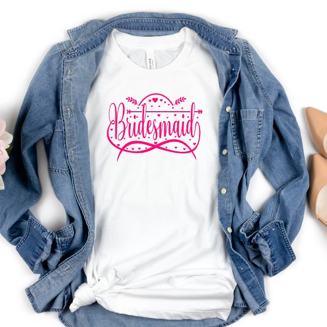  Bachelorette Bridesmaid Pink Typography T-Shirt (Creator Uploaded)
