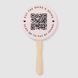 Bachelorette Buy The Bride A Drink QR Code Pink Hand Fan