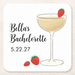 Bachelorette Cocktail Party Square Paper Coaster