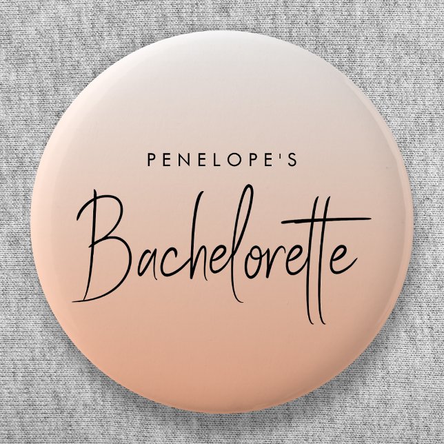 Bachelorette | Coral Ombre Elegant Peach 6 Cm Round Badge (Creator Uploaded)