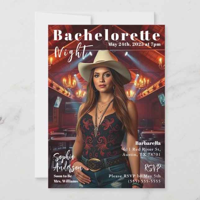 Bachelorette Country Magazine Cover Invitation (Front)