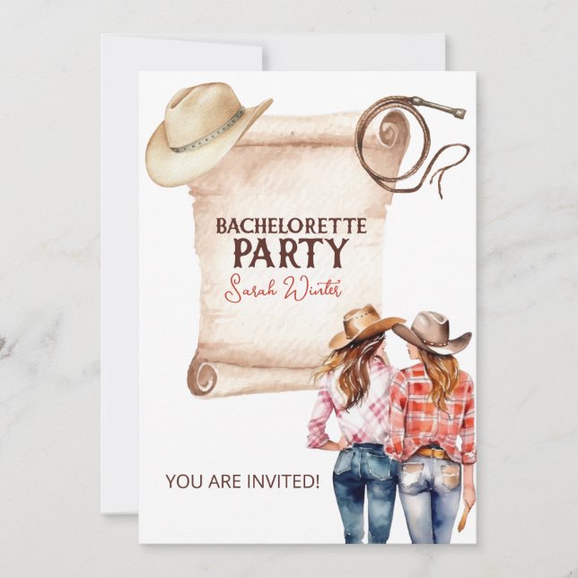 Bachelorette Cowgirl Invitation (Front)