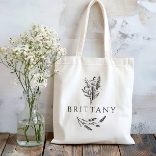 Bachelorette   Custom Name Rustic Floral Wedding Tote Bag