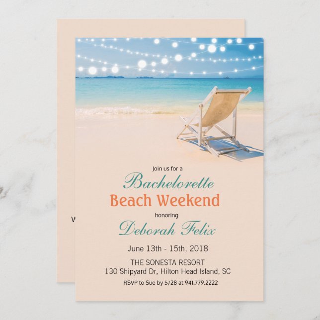 Bachelorette Getaway Beach Invitation (Front/Back)