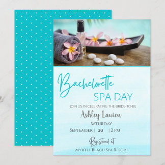 Bachelorette Girls Blue Spa Invitation