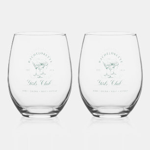 Bachelorette Girl's Club  Stemless Wine Glass