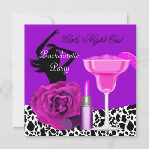 Bachelorette Girls Night Out Animal Purple Party Invitation