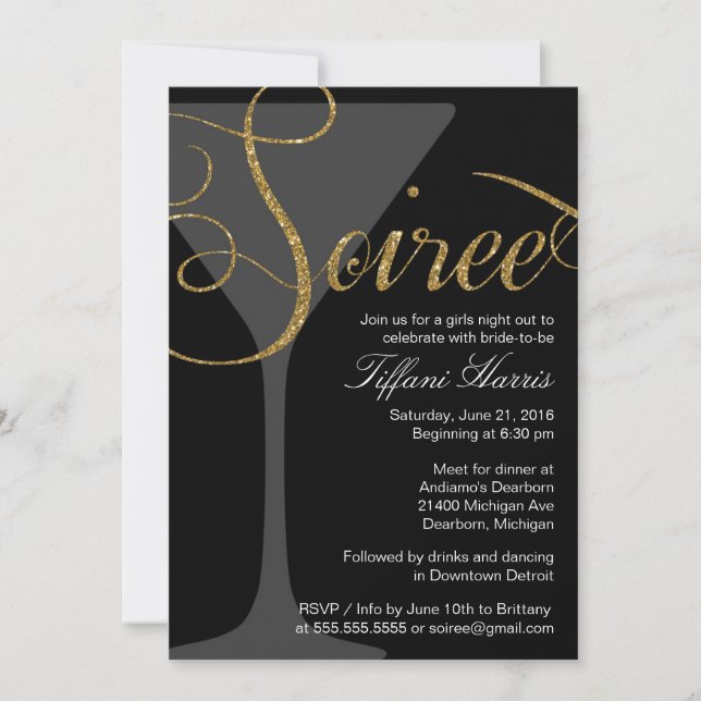 Bachelorette Girls Night Out Soiree Invitation (Front)