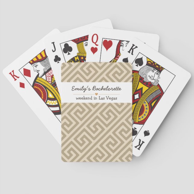 Bachelorette Gold Geometric Pattern Playing Cards (Back)