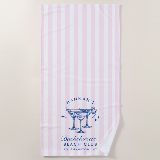 Bachelorette Green & Yellow Modern Beach Towel (Front)