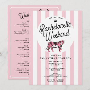 Bachelorette Itinerary Bach Weekend Retro Leopard  Invitation