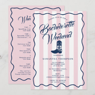 Bachelorette Itinerary Bach Weekend Rodeo Boots Invitation