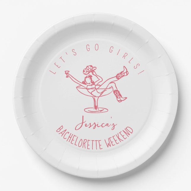 Bachelorette  last rodeo scribble hand drawn retro paper plate (Front)