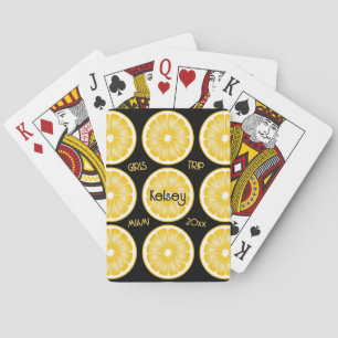 Bachelorette Lemon Slice Black & Yellow Playing Cards