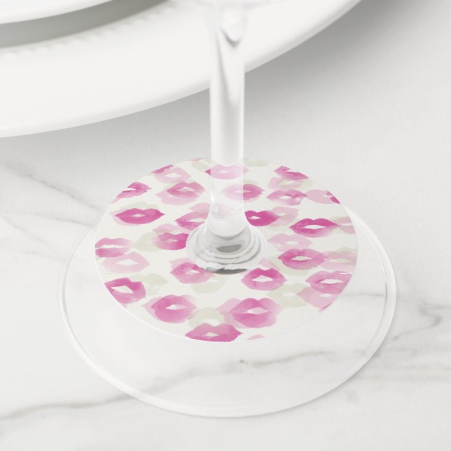 Bachelorette Lipstick Marks  Wine Glass Tag (Close Up)