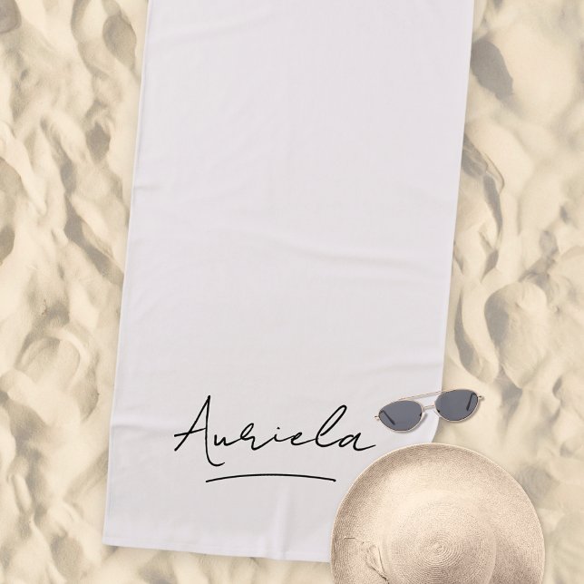 Bachelorette Minimalist Modern Signature Script Beach Towel (Creator Uploaded)