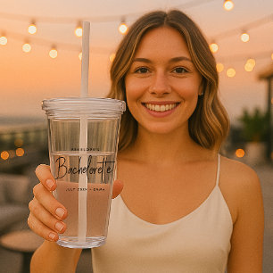 Bachelorette Modern Minimalist Script Bridesmaid Acrylic Tumbler