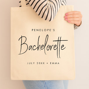Bachelorette   Modern Minimalist Script Bridesmaid Tote Bag