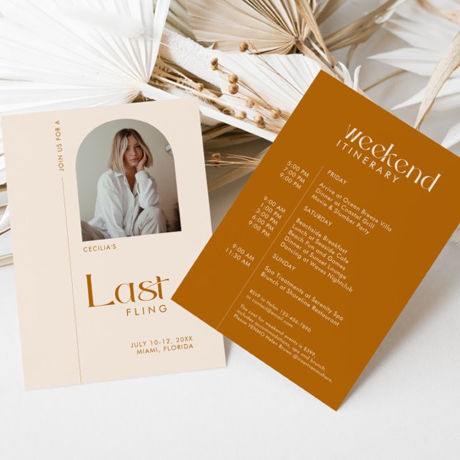 Bachelorette Modern Terracotta "Last Fling" Photo Invitation (Creator Uploaded)
