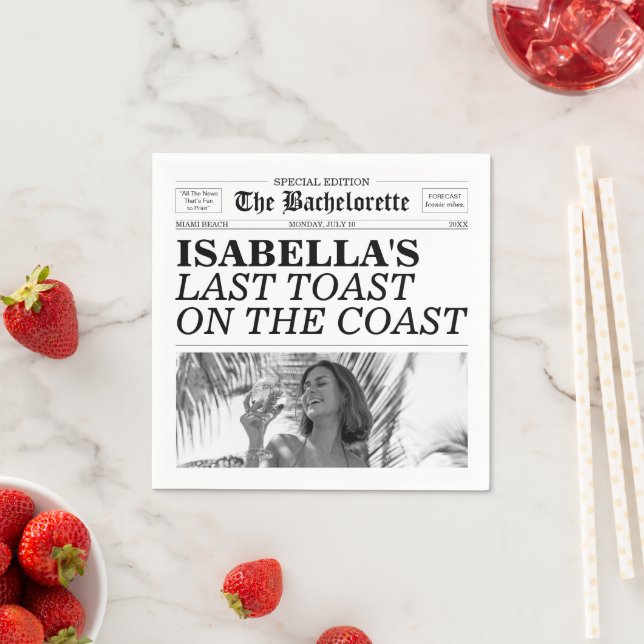 Bachelorette Newspaper Last Toast On The Coast Napkin (Insitu)