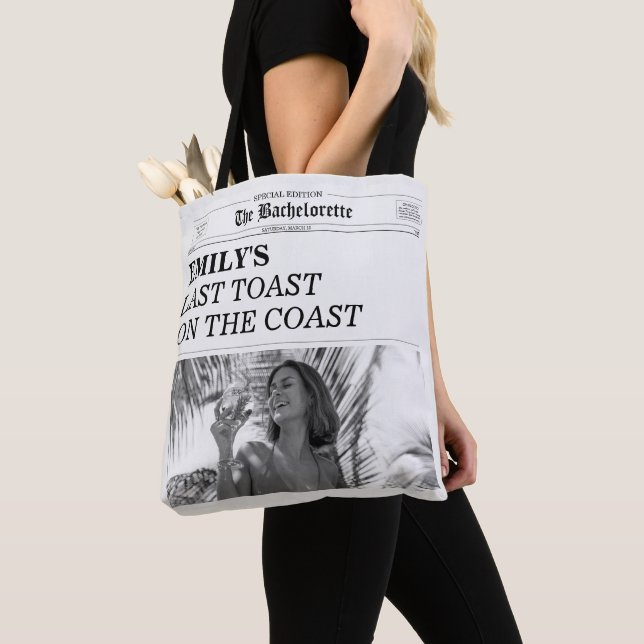 Bachelorette Newspaper Last Toast On The Coast Tote Bag (Close Up)
