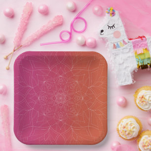 Bachelorette Ombré Pink & Orange Colourful Party Paper Plate