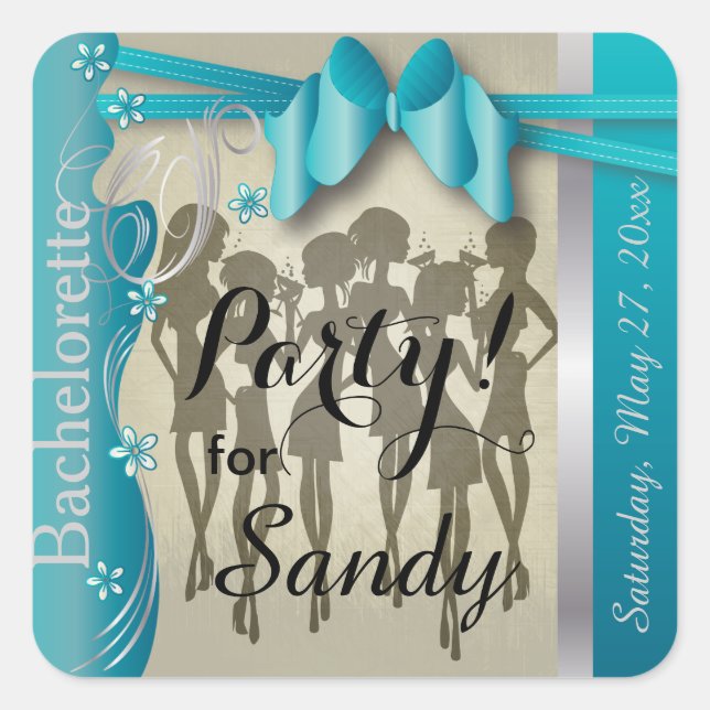 Bachelorette or Birthday Party Diva Girls - Blue Square Sticker (Front)