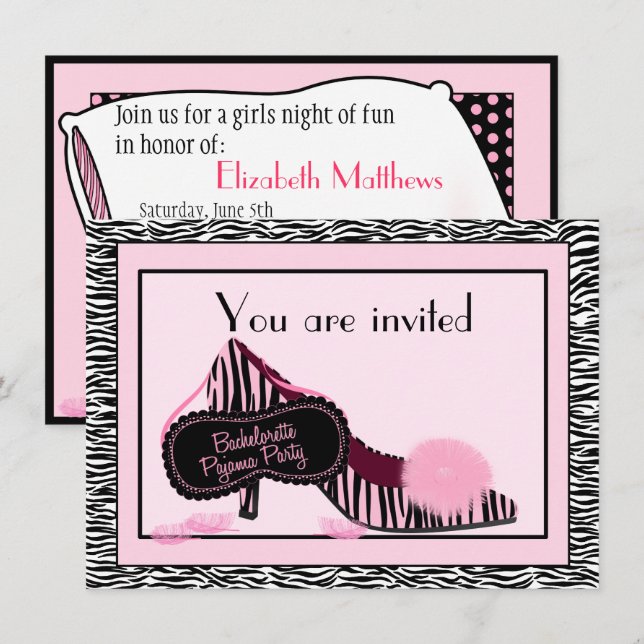 Bachelorette Pajama Party Invitation (Front/Back)