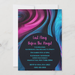 Bachelorette Party-Abstract Art-Blue and Pink- Invitation