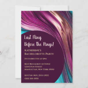 Bachelorette Party-Abstract-Magenta Turquoise Gold Invitation