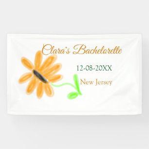 Bachelorette party add name date place sunflower banner